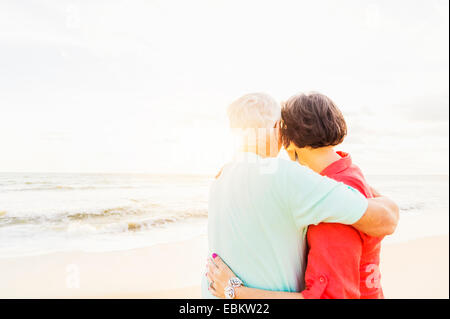 USA, Florida, Jupiter, Older couple spending time together on beach Stock Photo