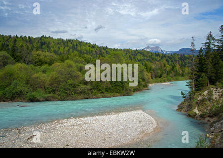 Isar river scenery, Germany, Bavaria, Oberbayern, Upper Bavaria, Mittenwald Stock Photo