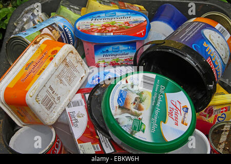 plastic waste in recycling bin, Germany Stock Photo