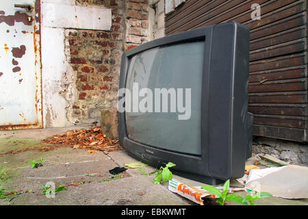 illegal diopsed old TV, Germany Stock Photo