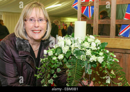 Melton Mowbray, Leicestershire, UK. 2nd Dec 2014.  Winner of the Best in Show Floral Display in the Floral Arts Section of the Annual Melton Mowbray and Belvoir Fatstock Show was Vivienne James. Credit:  Jim Harrison/Alamy Live News Stock Photo