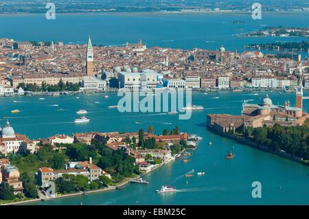 Aerial view of Giudecca, San Giorgio Maggiore and Venice, Italy, Europe Stock Photo