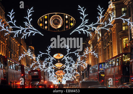 London, UK, 28 November 2014, Night at the Museum theme for Regent street lightsl Stock Photo