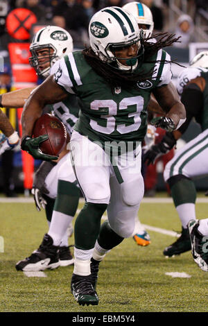 Rutherford, New Jersey. 1st Dec, 2014.  New York Jets running back Chris Ivory (33) runs with the ball during the NFL game between the Miami Dolphins and the New York Jets at MetLife Stadium in East Rutherford, New Jersey. The Miami Dolphins won 16-13. Credit:  Cal Sport Media/Alamy Live News Stock Photo