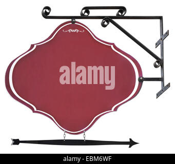 Blank Red shop sign isolated on white background with Clipping Path Stock Photo