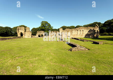 12th century ruins, Basingwerk Abbey, Holywell, Flintshire, North Wales, UK Stock Photo