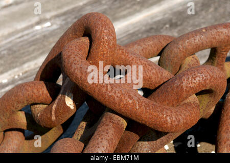 Rusty Waterfront Chain Links - Close Up Stock Photo