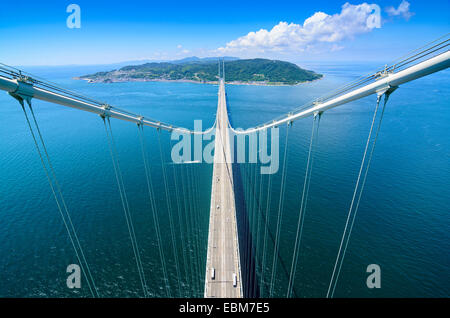 Awaji Island, Japan viewed from Akashi Kaikyo Bridge Tower. Stock Photo