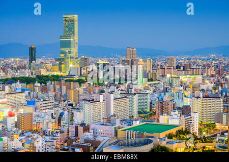 Osaka, Japan cityscape view of Abeno and Shinsekai districts. Stock Photo