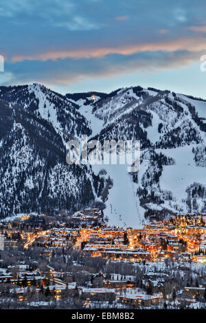 Aspen Mountain and Aspen, Colorado USA Stock Photo