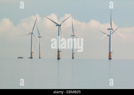 Triton Knoll wind turbines in the north sea UK  viewed from skegness Stock Photo