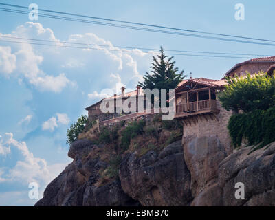 Holy Trinity Monastery wooden balconies atop the rocks Stock Photo