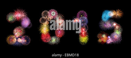 2015 New year firework number on black background Stock Photo