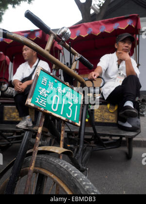 Rickshaws parked on the streets of Beijing, China Stock Photo