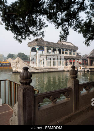 Marble boat at the Imperial Summer Palace in Beijing, China Stock Photo