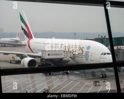 Airbus A380-800 airplane from Emirates airlines Stock Photo