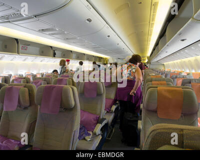Emirates airline Boeing 777-300ER airplane cabin interior Stock Photo
