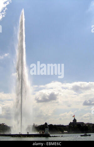 The Jet d'Eau Fountain in Geneva, Switzerland. Stock Photo
