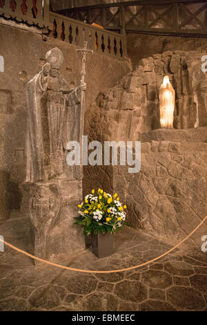 Carved underground salt cave, the life work of Antoni Wyrodek, Wieliczka Salt Mine Krakow, Poland. Stock Photo