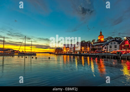 Stavanger at night - Charming town in the Norway. Stock Photo