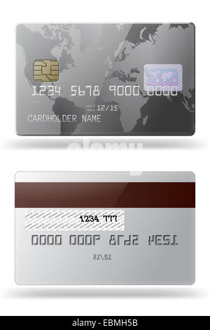 Hhighly detailed glossy credit card. Front and back sides. Stock Photo