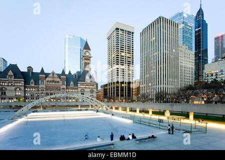 Nathan Phillips Square, Old City Hall, Financial District, Toronto, Ontario Province, Canada Stock Photo