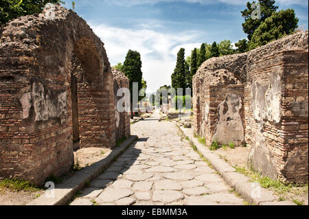 Street in Pompeii, Pompeji, Campania, Italy Stock Photo