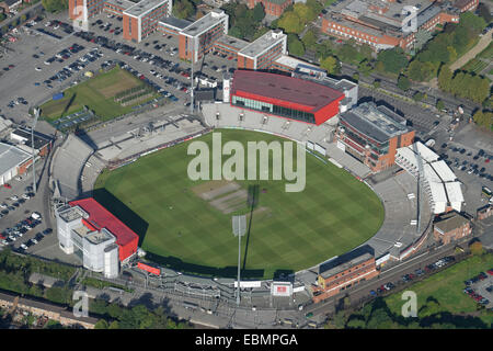 An aerial view of Old Trafford Cricket Ground Manchester. Home of Lancashire County Cricket Club Stock Photo