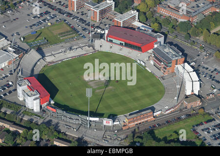 An aerial view of Old Trafford Cricket Ground Manchester. Home of Lancashire County Cricket Club Stock Photo