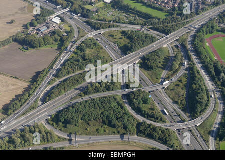 An aerial view of the Eccles Interchange at Junction 12 of the M60 near ...
