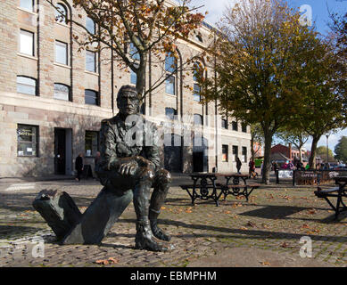 Bristol, England: November 1st, 2014: Outside the Arnolfini Gallery,  on the waterfront of Bristol Docks, statue of John Cabot Stock Photo