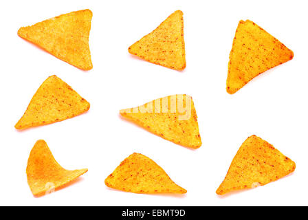 Salted corn snack with pepper isolated on white Stock Photo
