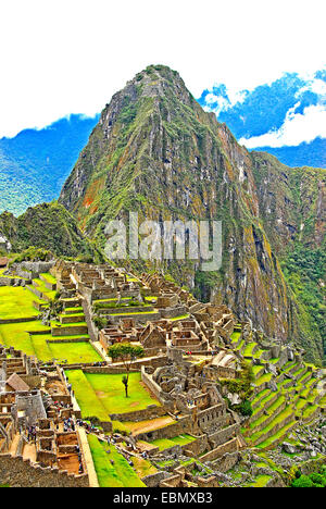 aerial view of Machu Picchu Peru Stock Photo