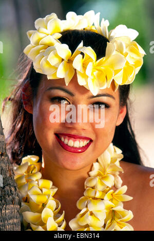 Hawaiian girls of the island Oahu, USA, Hawaii Stock Photo