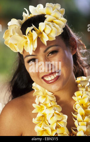 Hawaiian girls of the island Oahu, USA, Hawaii Stock Photo