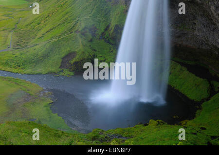 Seljalandsfoss Waterfall in the South of the Iceland, Iceland, South Iceland, Seljalandsfoss Stock Photo