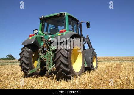 tractor on stubble field, Germany Stock Photo