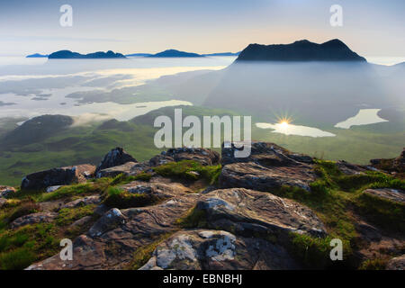 view onto Suilven and Cul Mor, United Kingdom, Scotland, Sutherland Stock Photo