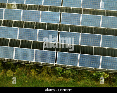 aerial view to solar roof, Germany, Hesse, Sauerland, Welleringhausen, Willingen-Upland