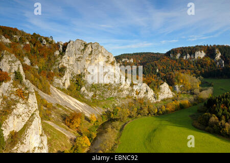 upper Danube valley in autumn, Germany, Baden-Wuerttemberg, Swabian Alb Stock Photo