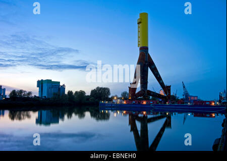 components of offshore wind farms in harbour Labradorhafen, Germany, Bremerhaven Stock Photo