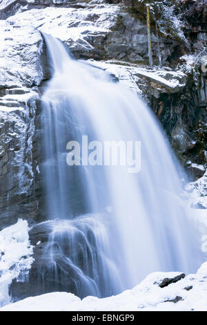 Krimml Waterfalls in winter, Austria, Tyrol, Hohe Tauern National Park, Krimml Stock Photo