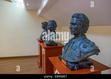 Three busts of famous bull fighters in a Spanish Bull fighters museum Stock Photo