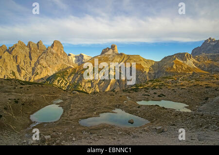view from Tre Cime di Lavaredo to the Dolomites, Italy, South Tyrol, Dolomites Stock Photo