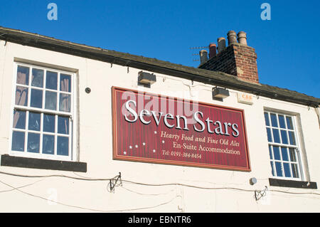 Seven Stars Inn sign within Shincliffe village, County Durham England, UK Stock Photo