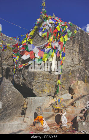 prayer flag near the Gosainkund Lakes at Langtang Himal, Nepal, Langtang Himal Stock Photo