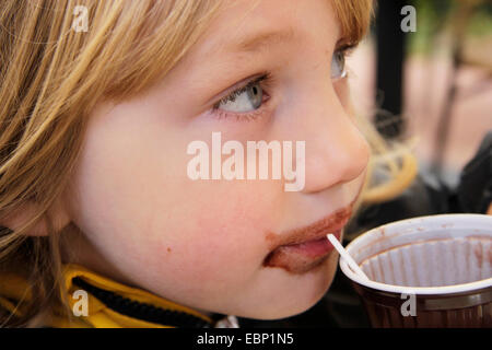 little boy with smeared mouth, Germany Stock Photo