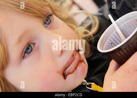 little boy with smeared mouth, Germany Stock Photo