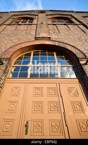 door of old coal mine Zweckel I u. II, Germany, North Rhine-Westphalia, Ruhr Area, Gladbeck Stock Photo