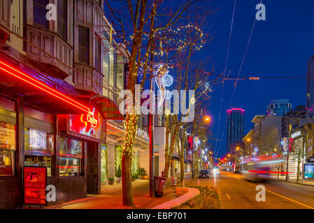 Canada, Vancouver, Robson Street, at night Stock Photo - Alamy